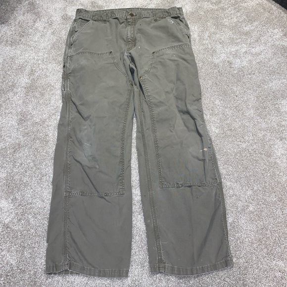Carhartt Double Knee Pants B195 LBR‎ Canvas Workwear Dungaree Fit 38 X 34 - Picture 1 of 7